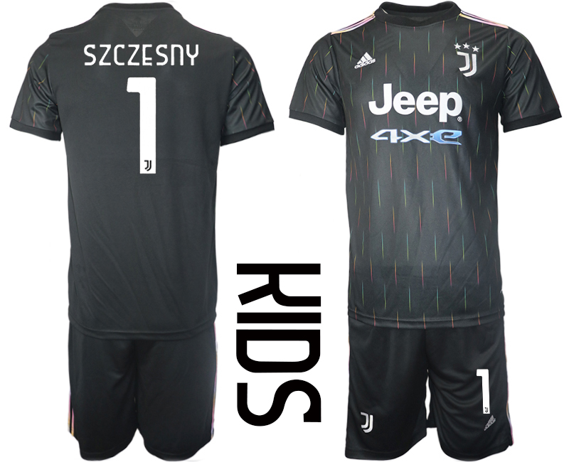Youth 2021-2022 Club Juventus away black #1 Soccer Jersey->youth soccer jersey->Youth Jersey
